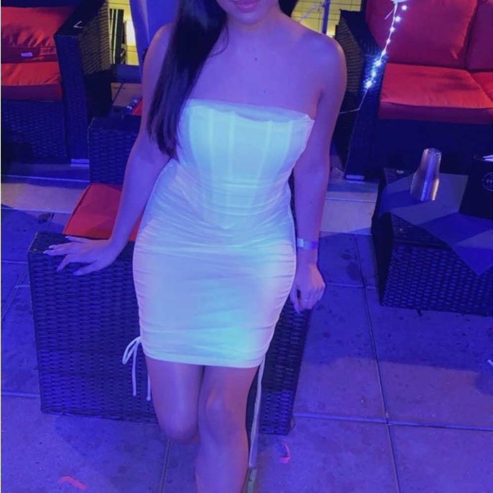 Fashion Nova White Strapless Bodycon Dress